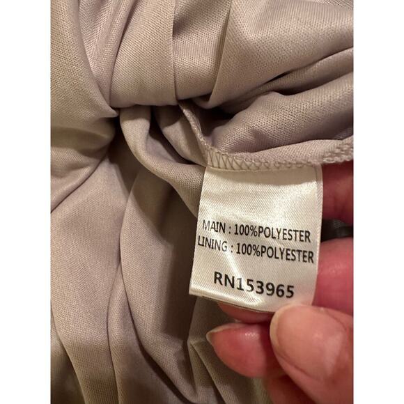 Area Stars Women’s Satin Spaghetti Strap Short Bra Mini Dress Sz L Taupe Silver - Picture 7 of 8